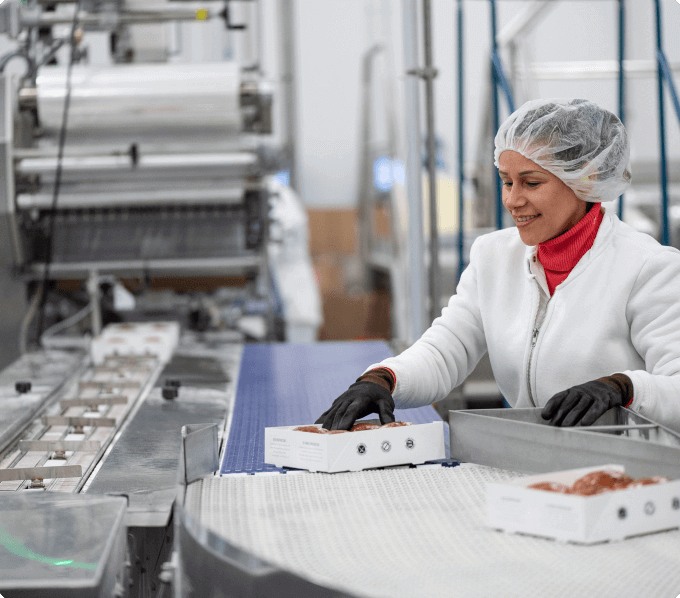 A woman working on a fabric